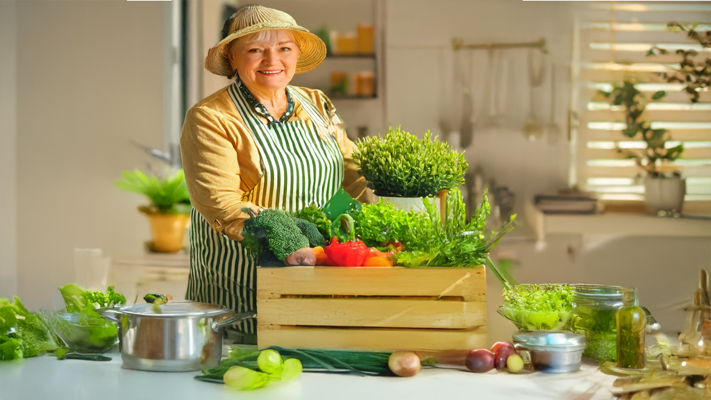 senior tending garden